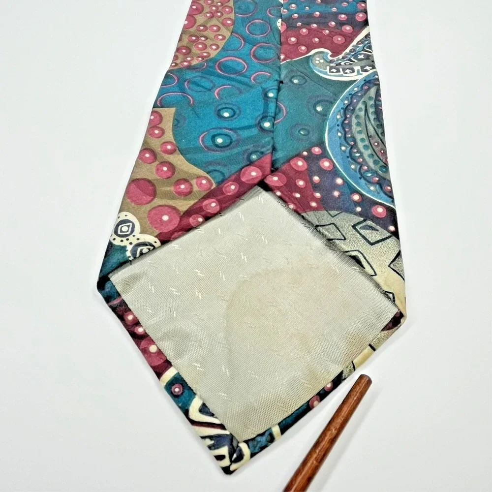 Monsieur Givenchy Silk Men's Necktie Abstract Geometric Artsy Mixed Shapes *Flaw